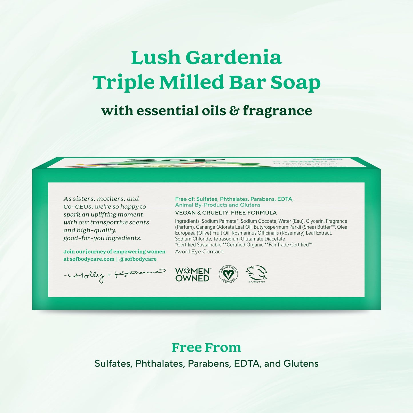 South Of France SoF Triple Milled Bar Soap - With Coconut Oil & Organic Shea Butter- Vegan & Non GMO- Free From Phthalates, Sulfates & Parabens- Lush