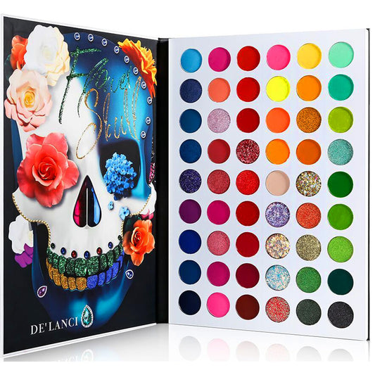 DE'LANCI Big Colorful Eyeshadow Palette Professional 54 Color Board Eye Shadow Bright Neon Glitter Matte Shimmer Makeup Pallet Highly Pigmented Powder