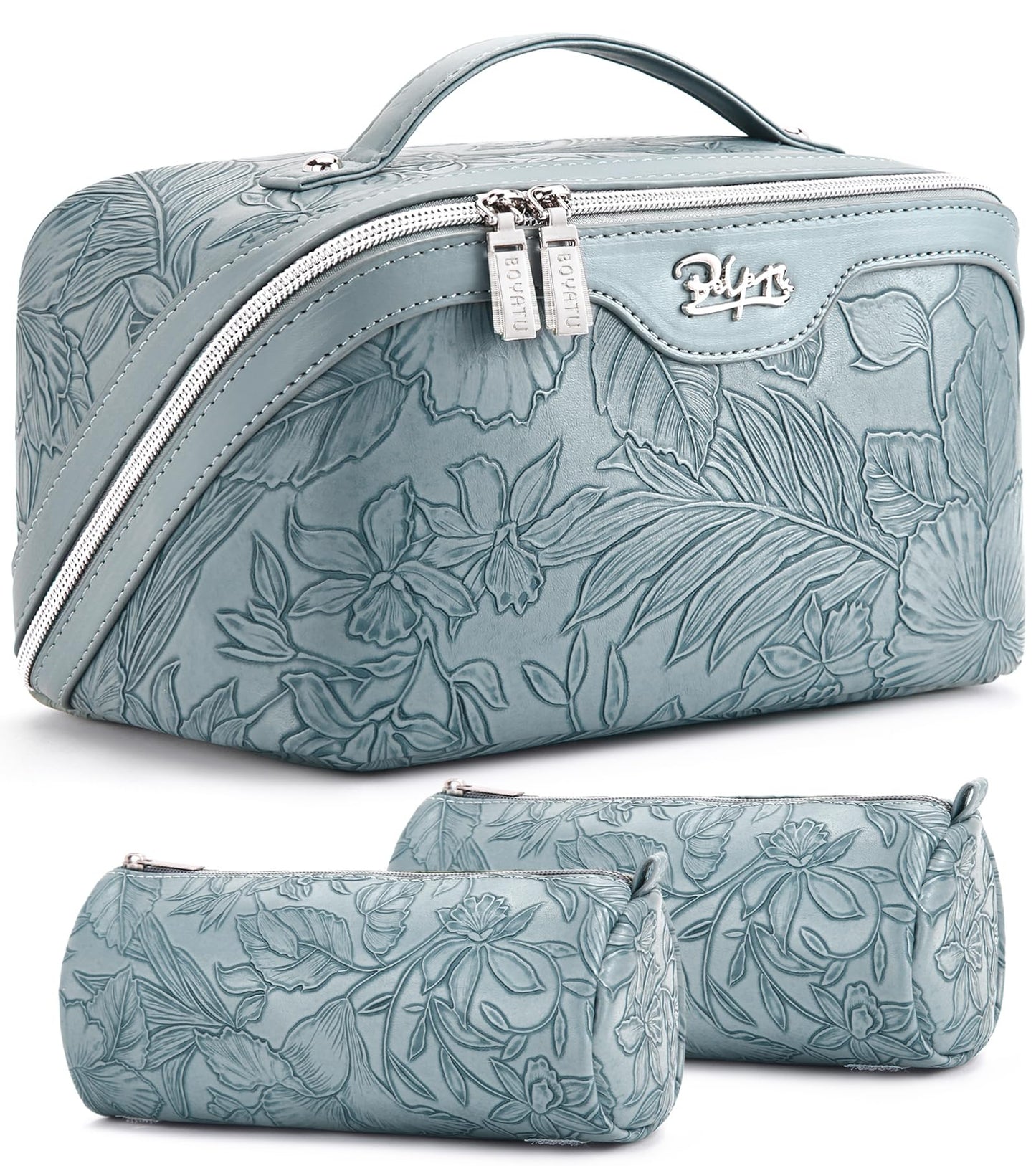 BOYATU Travel Makeup Bags for Women: Vegan Leather Cosmetic Bag Set of 3 - Large Capacity Make up Bag with Divider - Wide Open Waterproof Toiletry Beauty and Personal Care BOYATU Default Title