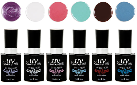UV-NAILS Gel nail polish cure with UV or LED nail lamp gel polish for nails Set of 6 (SANTORINI) Beauty & Personal Care UV-NAILS