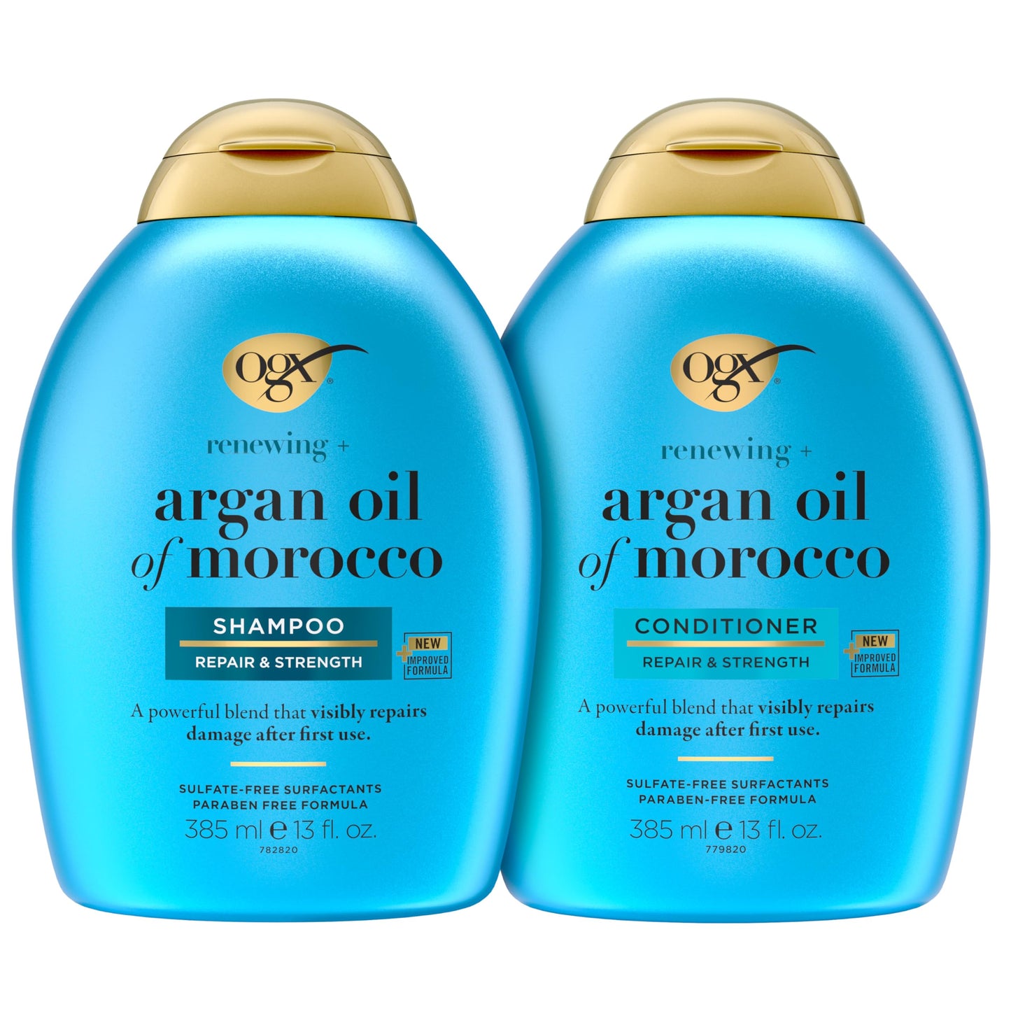 OGX Renewing + Argan Oil of Morocco Shampoo & Conditioner Set, Damage Repairing Shampoo & Conditioner Helps Strengthen & Repair Dry, Damaged Hair