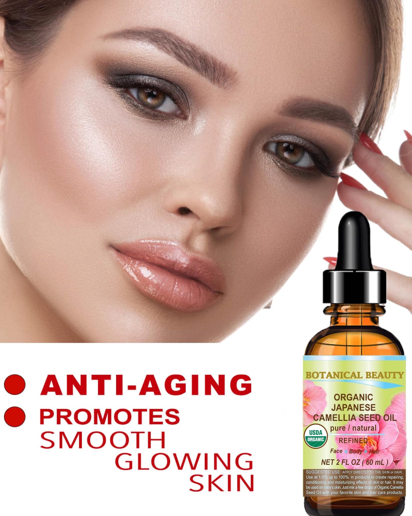 Botanical Beauty Japanese ORGANIC CAMELLIA Seed Oil. 100% Pure Natural Undiluted Refined Cold Pressed Carrier Oil to revitalize and rejuvenate the