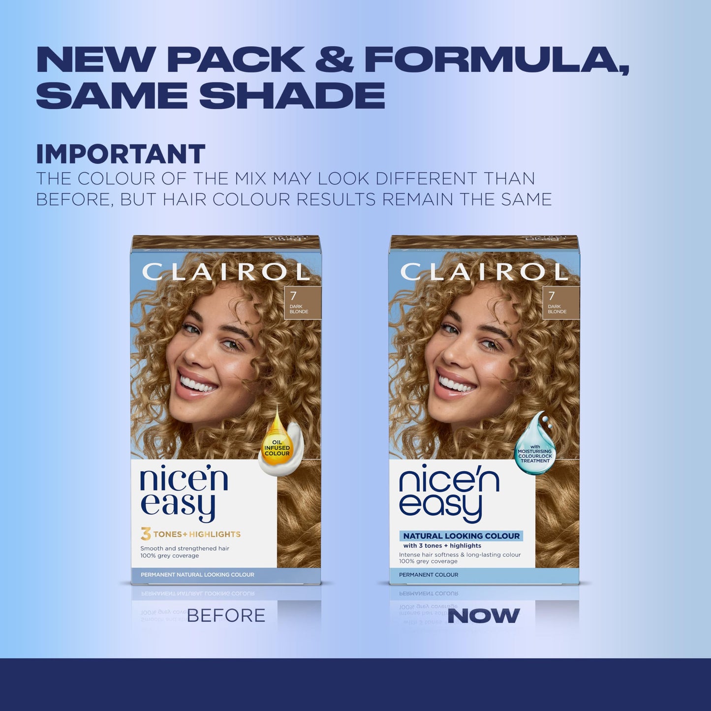 Clairol Nice'n Easy Permanent Hair Dye, 7 Dark Blonde Hair Color, Pack of 1