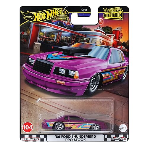 Hot Wheels Premium Boulevard Die-Cast '86 Ford Thunderbird Pro Stock, Metal, 1:64 Scale Model