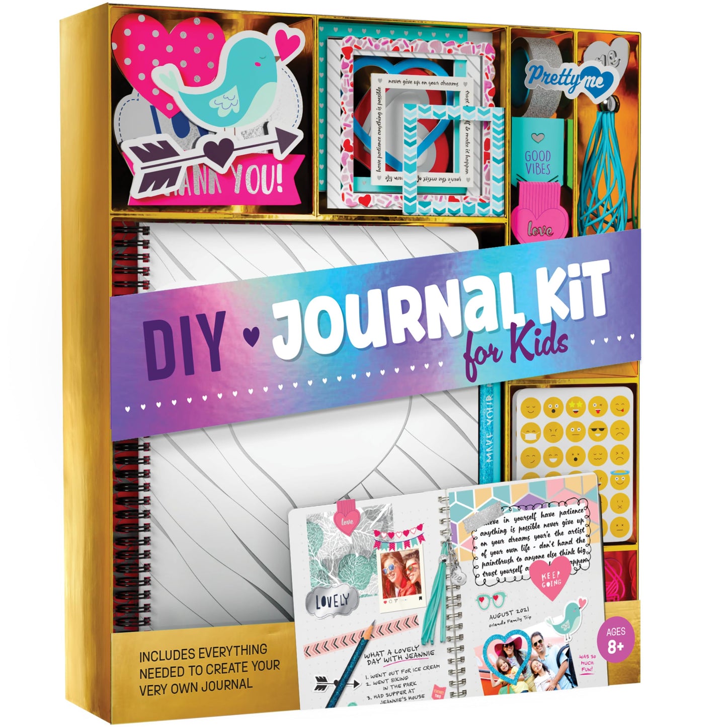Pretty Me DIY Journal Kit for Girls – Scrapbook & Diary Art Set, Fun Crafts Gift for Tweens Ages 8–14, Birthday or Holiday Present