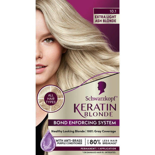 Schwarzkopf Keratin Color Permanent Hair Color, 10.1 Extra Light Ash Blonde, 1 Application-Salon Inspired Permanent Hair Dye, for up to 80% Less Beauty & Personal Care Schwarzkopf