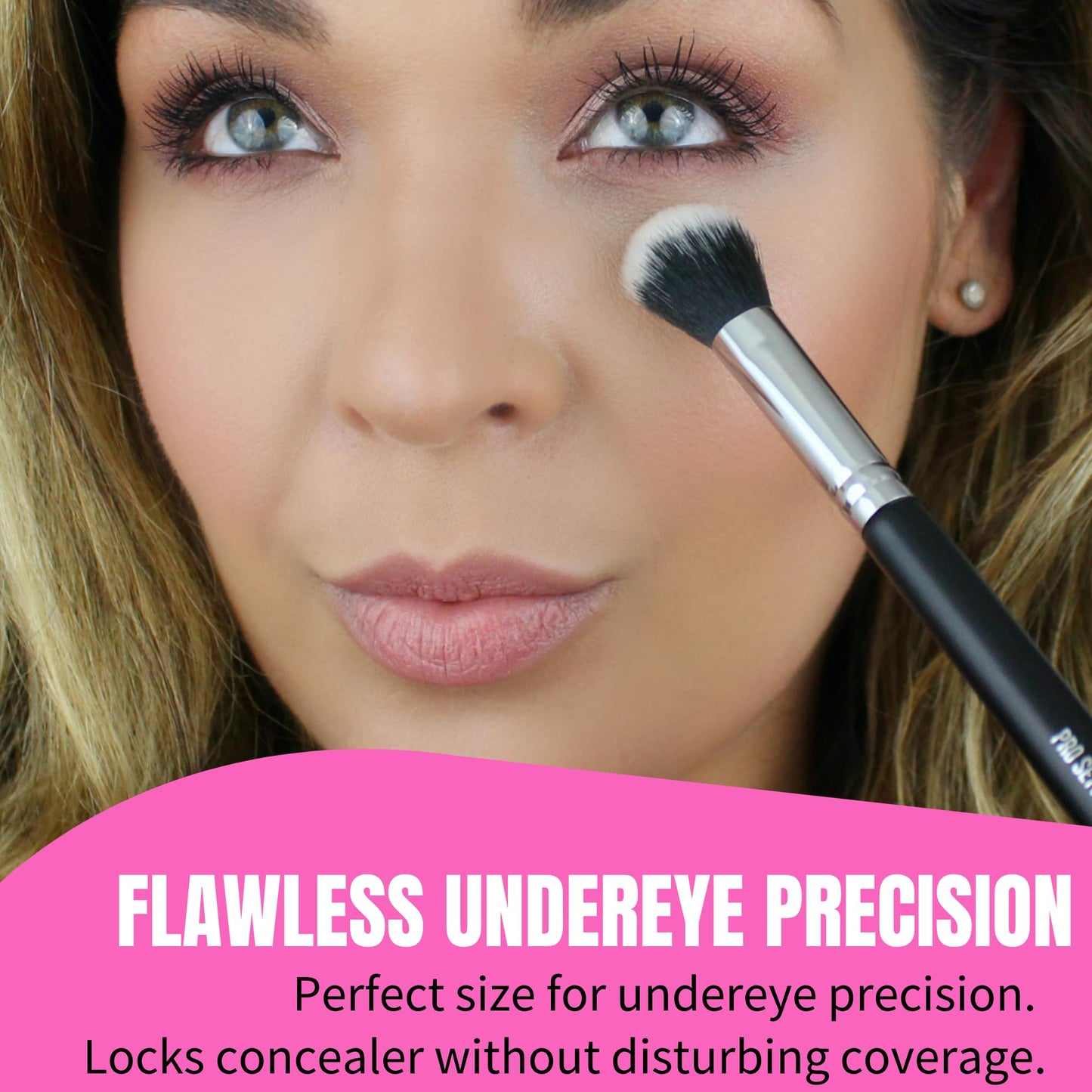 Beauty Junkees Concealer Brush Under Eye - Small Soft Fluffy Tapered Synthetic Cruelty Free Vegan Makeup Brush for Precision Setting Powder