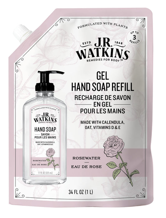 J.R. Watkins Rosewater Liquid Hand Soap Refill Pouch 1 L Beauty & Personal Care J.R. Watkins