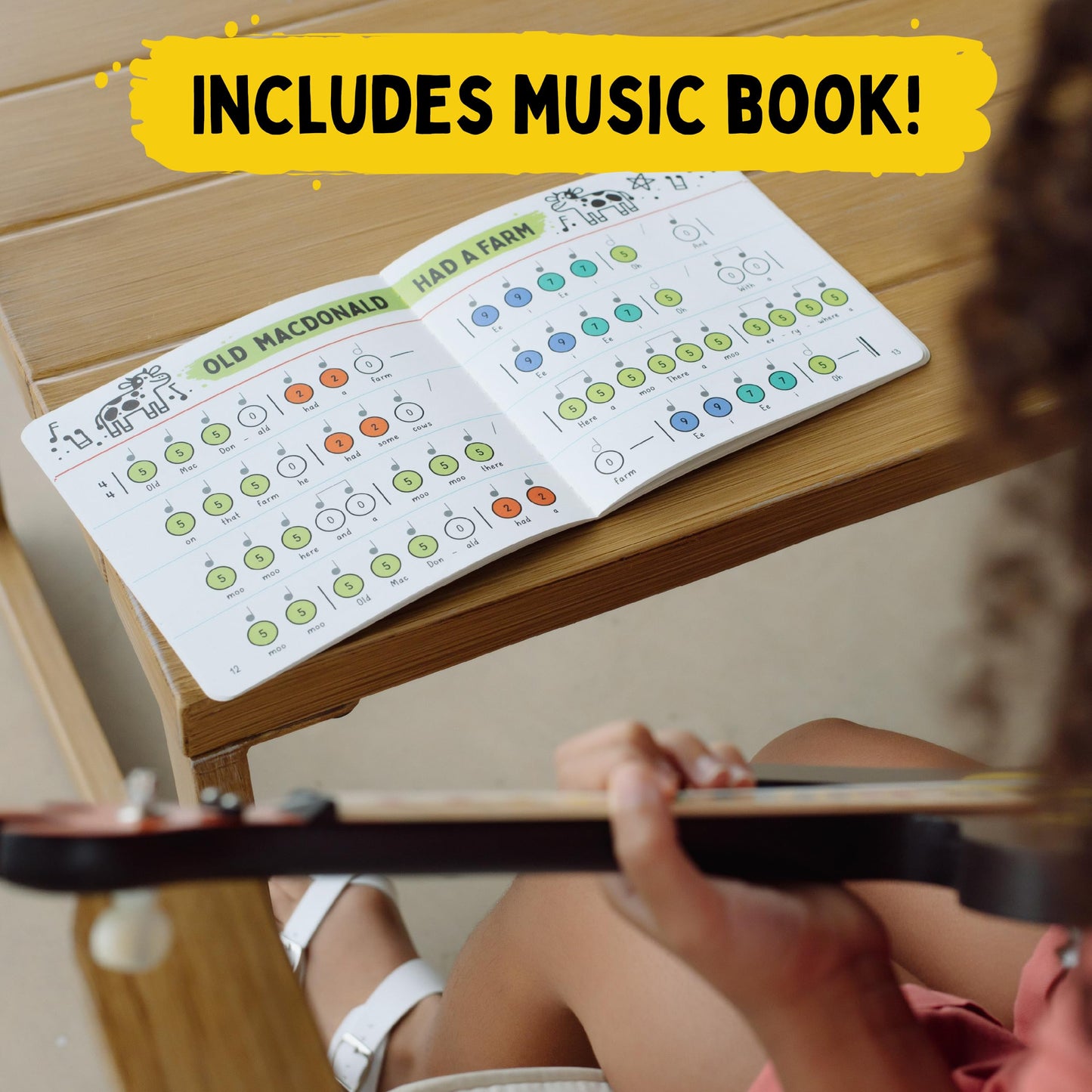TinkerTar Moon Guitar – 1-String Wooden Toy Instrument for Kids, Easy Guitar Starter, Perfect Intro to Music Ages 3+, Buffalo Games