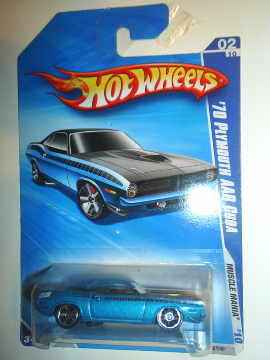 Hot Wheels 2010 [Blue & Black] '70 Plymouth AAR CUDA #80/240, Muscle Mania #2/10