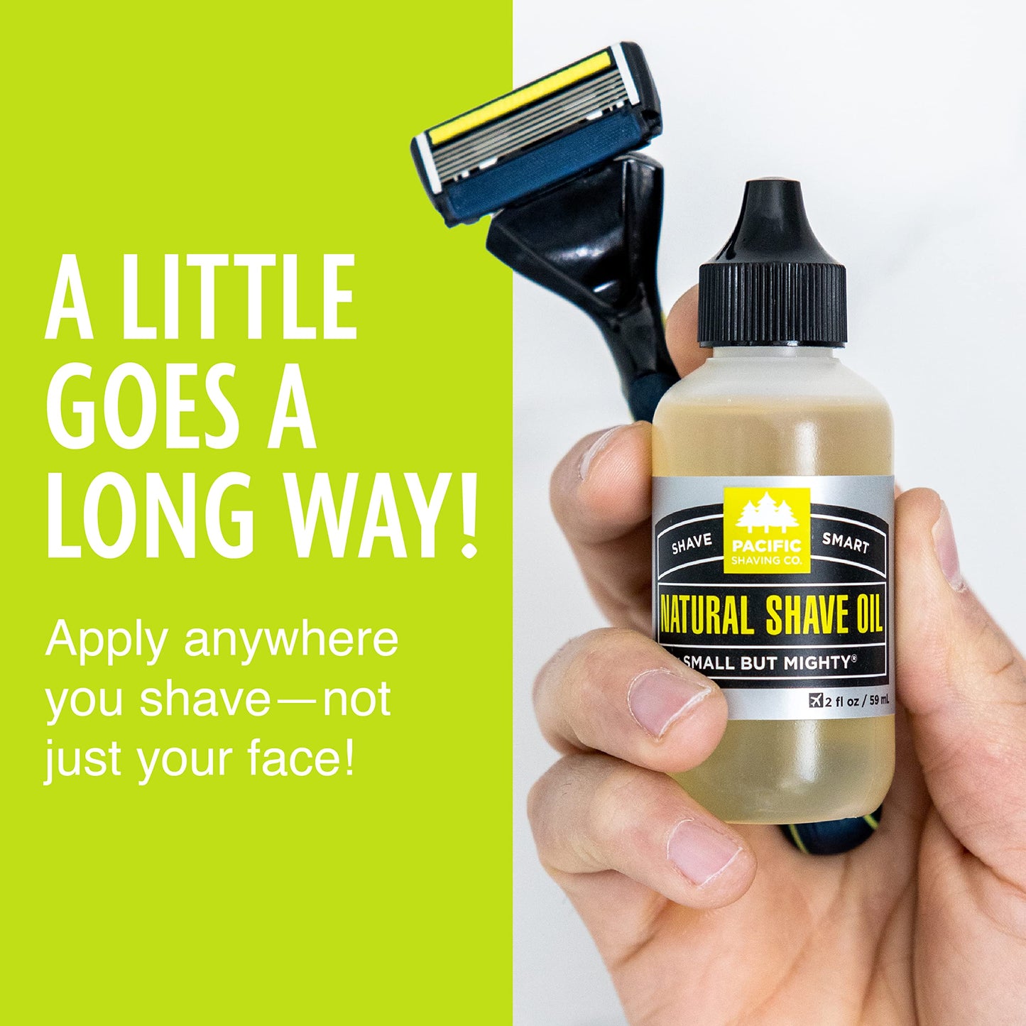 Pacific Shaving Company Natural Shaving Oil - Shaving Oil for Men & Women - Avocado, Sunflower Seed & Vitamin E Oil for Face, Legs, Arms & Full Body