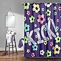Lush Decor Girls Soccer Kick Shower Curtain, 72" x 72", Purple
