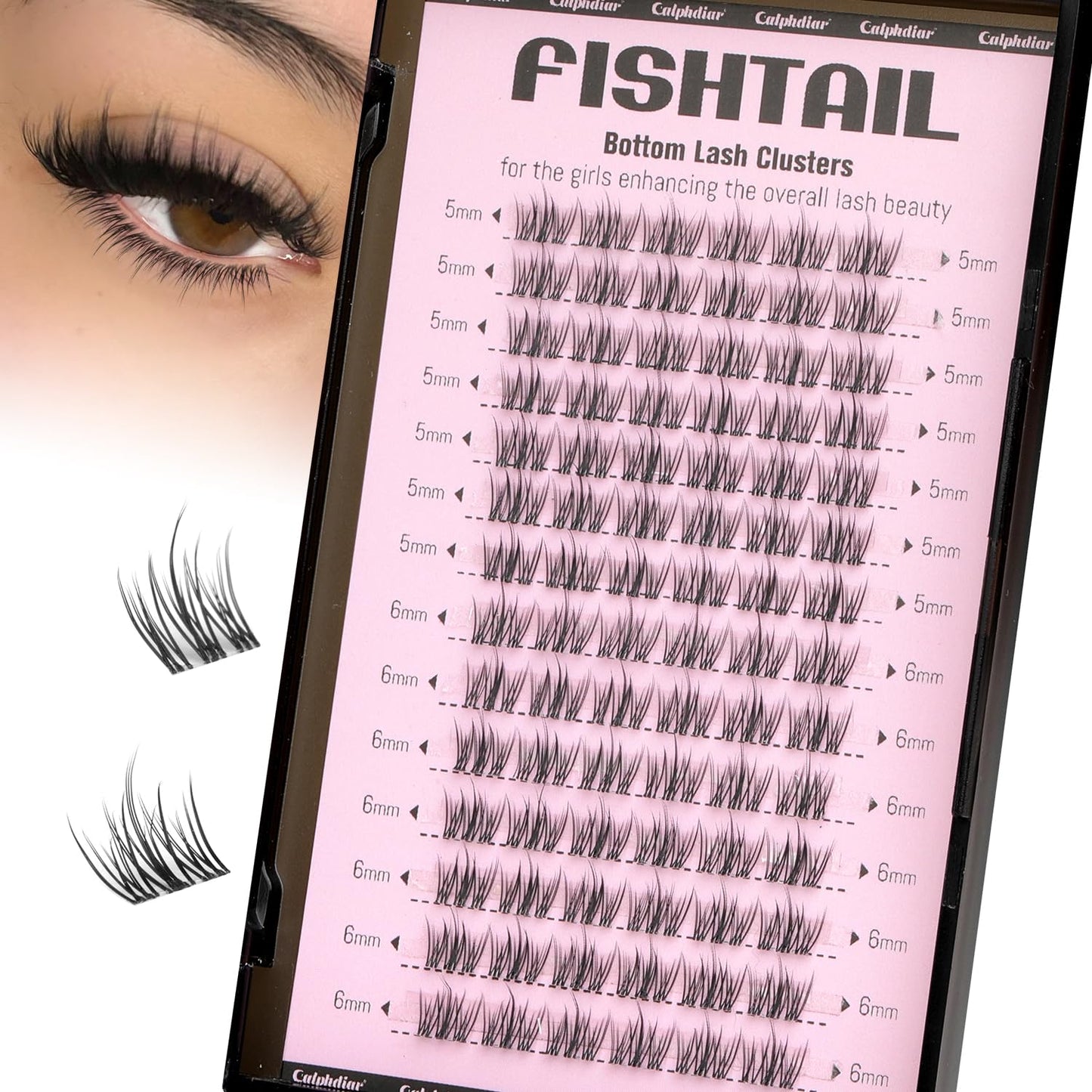 calphdiar Natural Bottom Lash Clusters Wispy Bottom Lashes Fishtail Lower Eyelash Extensions 5mm 6mm Individual Lashes CC Curl Clear Thin Band Bottom Beauty and Personal Care calphdiar Default Title
