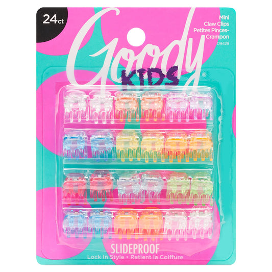 Goody Classics Mini Claw Clips - 2 Count (Pack of 1), Assorted Colors - Great for Easily Pulling Up Your Hair - Pain-Free Hair Accessories for Women