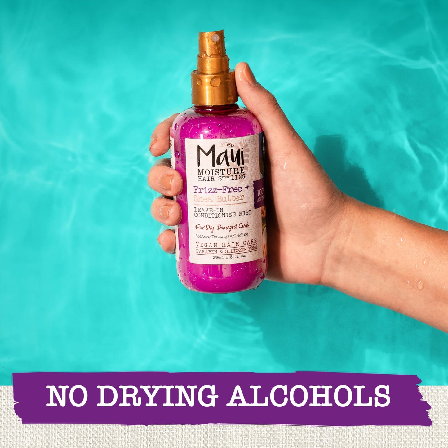 Maui Moisture Frizz-Free + Shea Butter Leave-in Conditioning Mist, Curly Hair Styling Spray to Soften, Detangle, & Define Dry, Damaged Curls & Waves