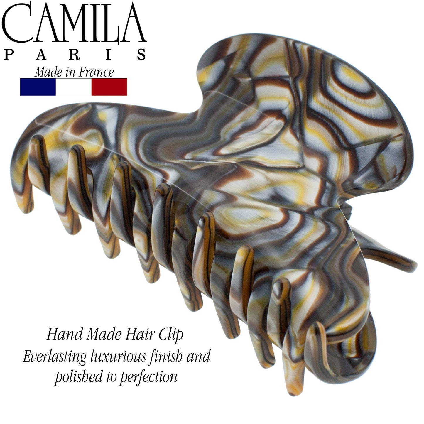 Camila Paris CP3058 French Hair Clip for Women, Onyx, for Thick Long Curly Wavy Hair, Jaw Clip, Strong Hold No Slip Grip, Made in France