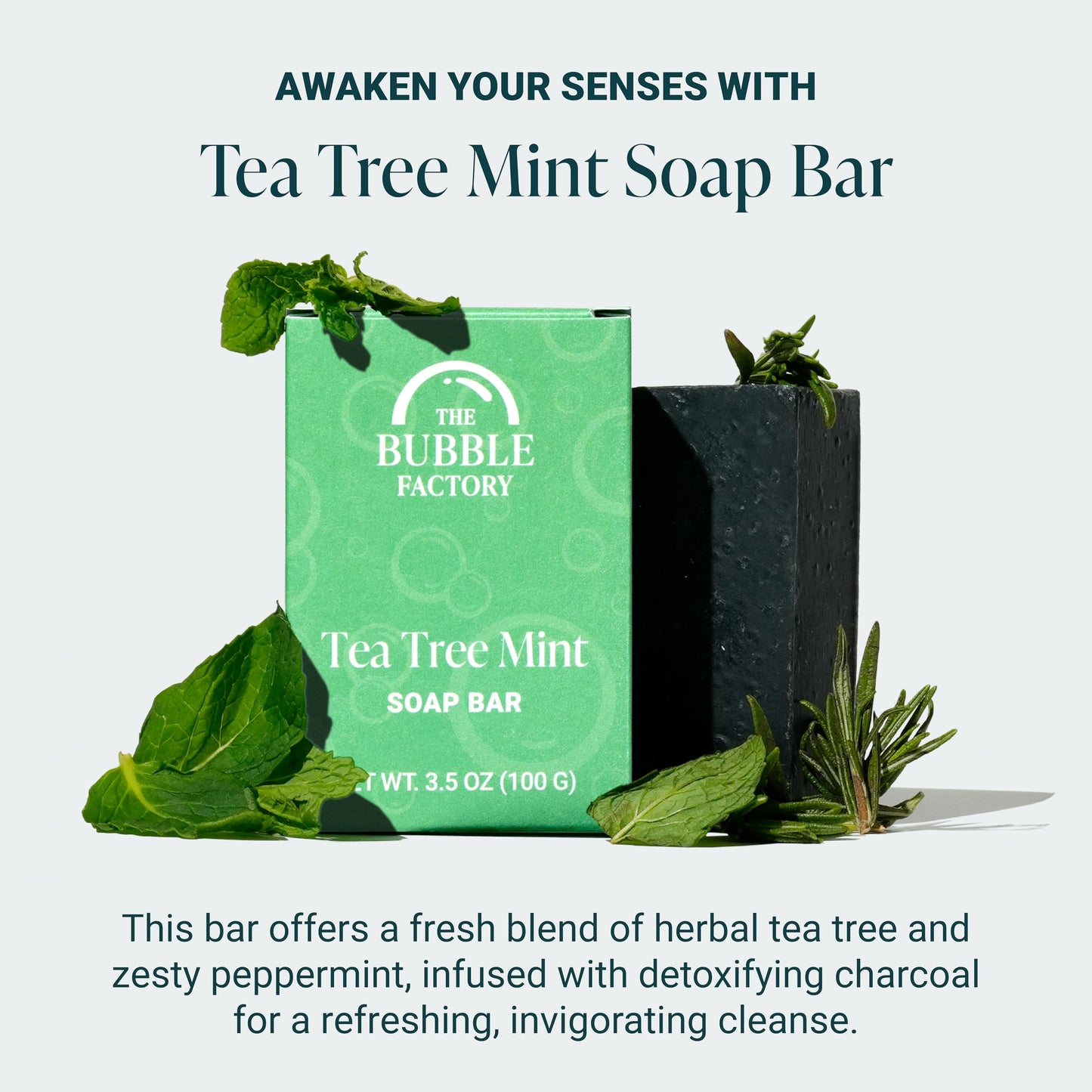 The Bubble Factory Handmade Natural Bath & Body Soap Bar, Vegan, All-Natural, Palm Oil Free, Made in USA with Shea Butter + Essential Oils, Tea Tree