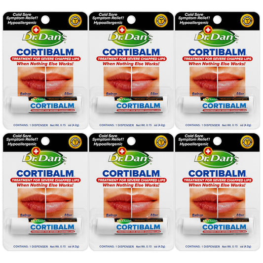 Dr. Dan's Cortibalm-6 Pack-for Dry Cracked Lips - Healing Lip Balm for Severely Chapped Lips - Designed for Men, Women and Children Beauty & Personal Care Dr. Dan's