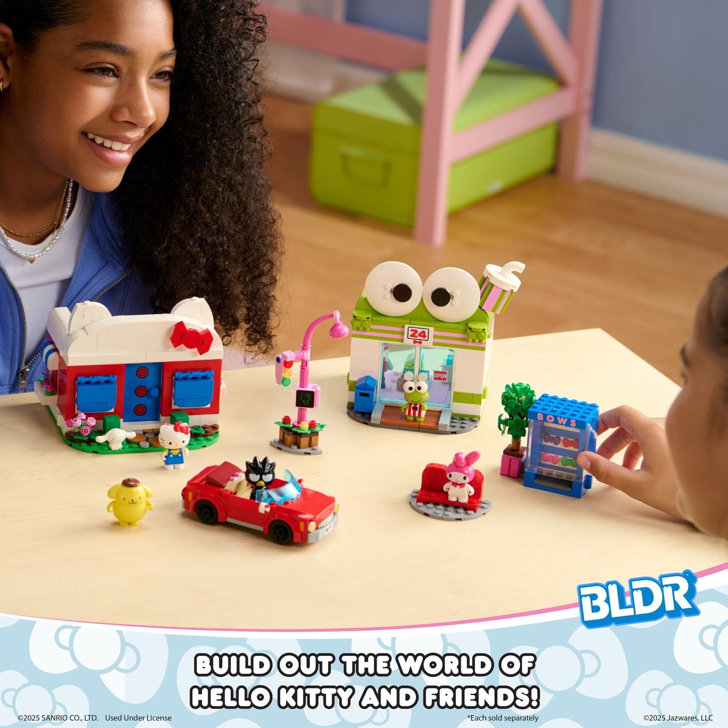 BLDR Hello Kitty and Friends Bow Vending Machine Building Set 0112 with Hello Kitty and My Melody Minifigures - Gift for Kids and Sanrio Fans Ages 8+