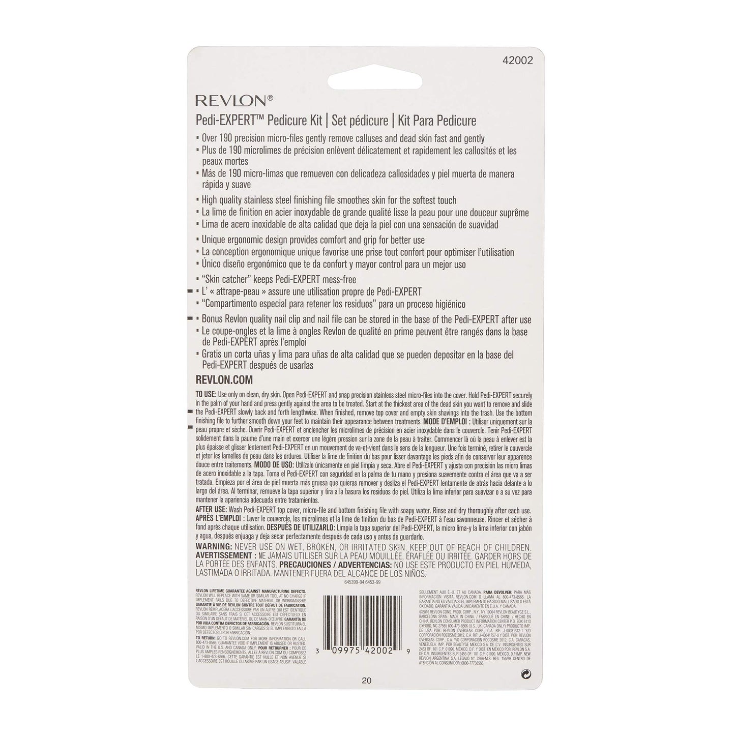 Revlon Pedicure Kit, PediExpert Foot File, Callus Remaover & Nail Clipper, Nail Care Tools, Easy to Use, Stainless Steel, 3 Piece Set