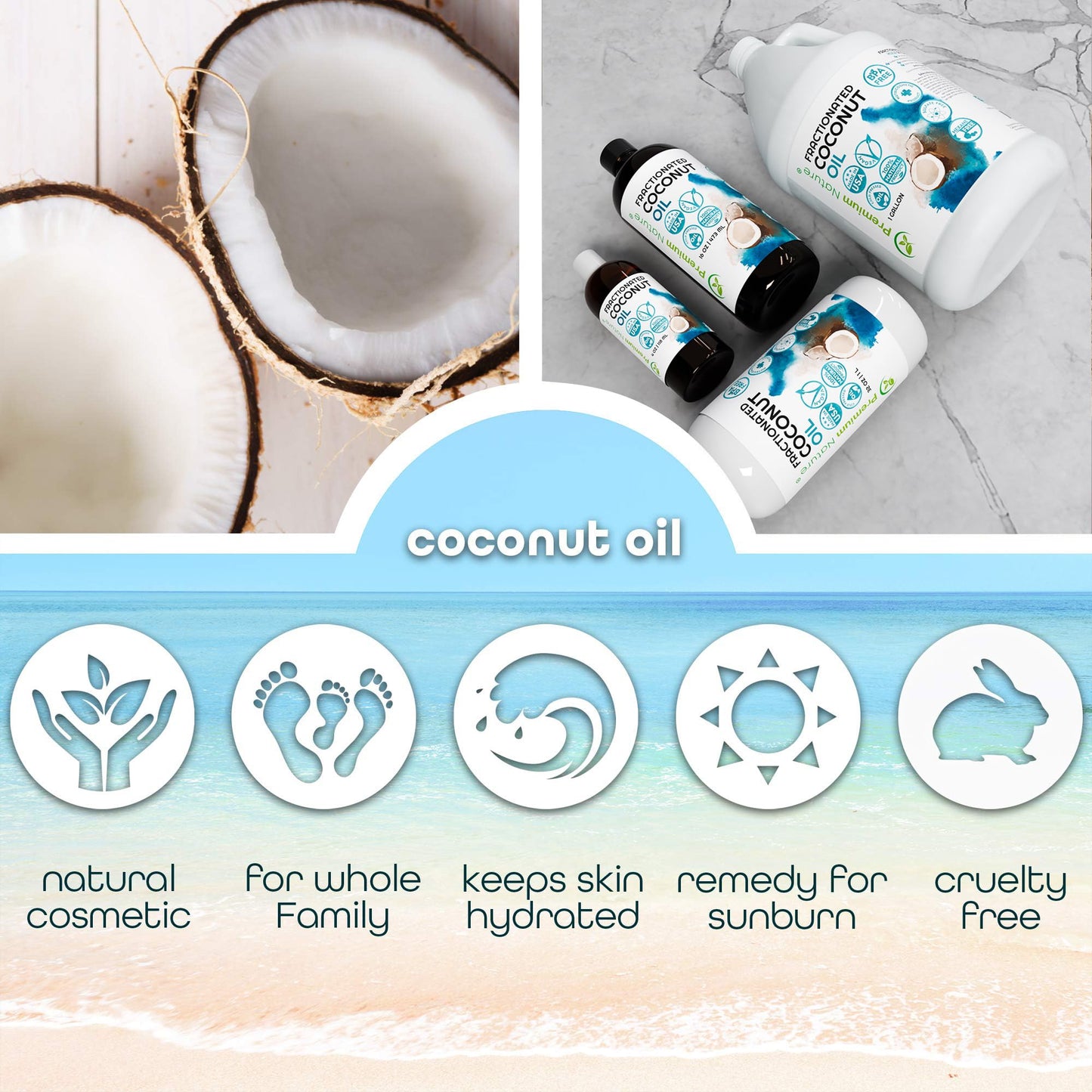 Fractionated Coconut Oil for Skin Moisturizer with Pump Massage Oils Best Carrier for Essential Oils Mixing Body OUL for Dry Skin Moisturizer Natural