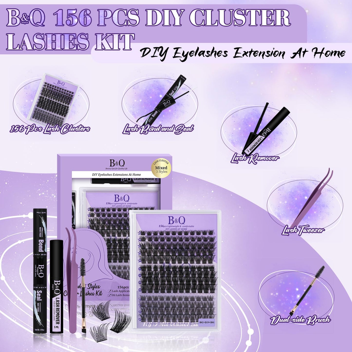 Lash Clusters D Curl 14mm DIY Eyelash Extensions 72 Clusters Lashes B&Qaugen Eyelash Clusters Eyelash Extensions Volume Wispy Individual Lash Clusters Beauty and Personal Care B&Qaugen