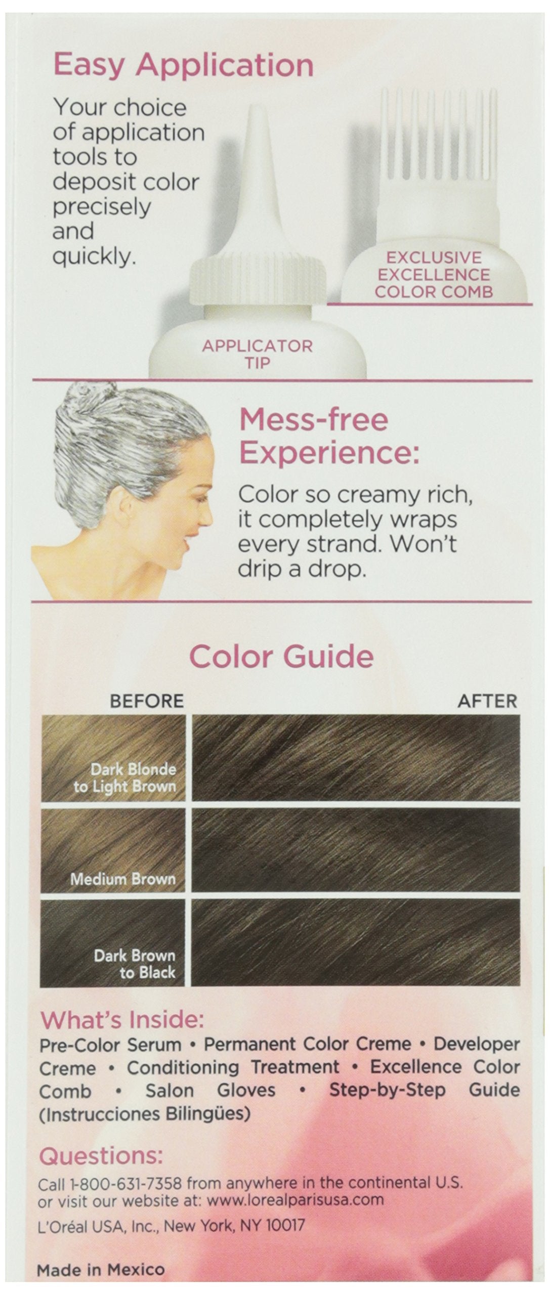 L'Oreal Paris Excellence Triple Protection Permanent Hair Color Creme, Dark Brown [4] 1 ea (Pack of 4)