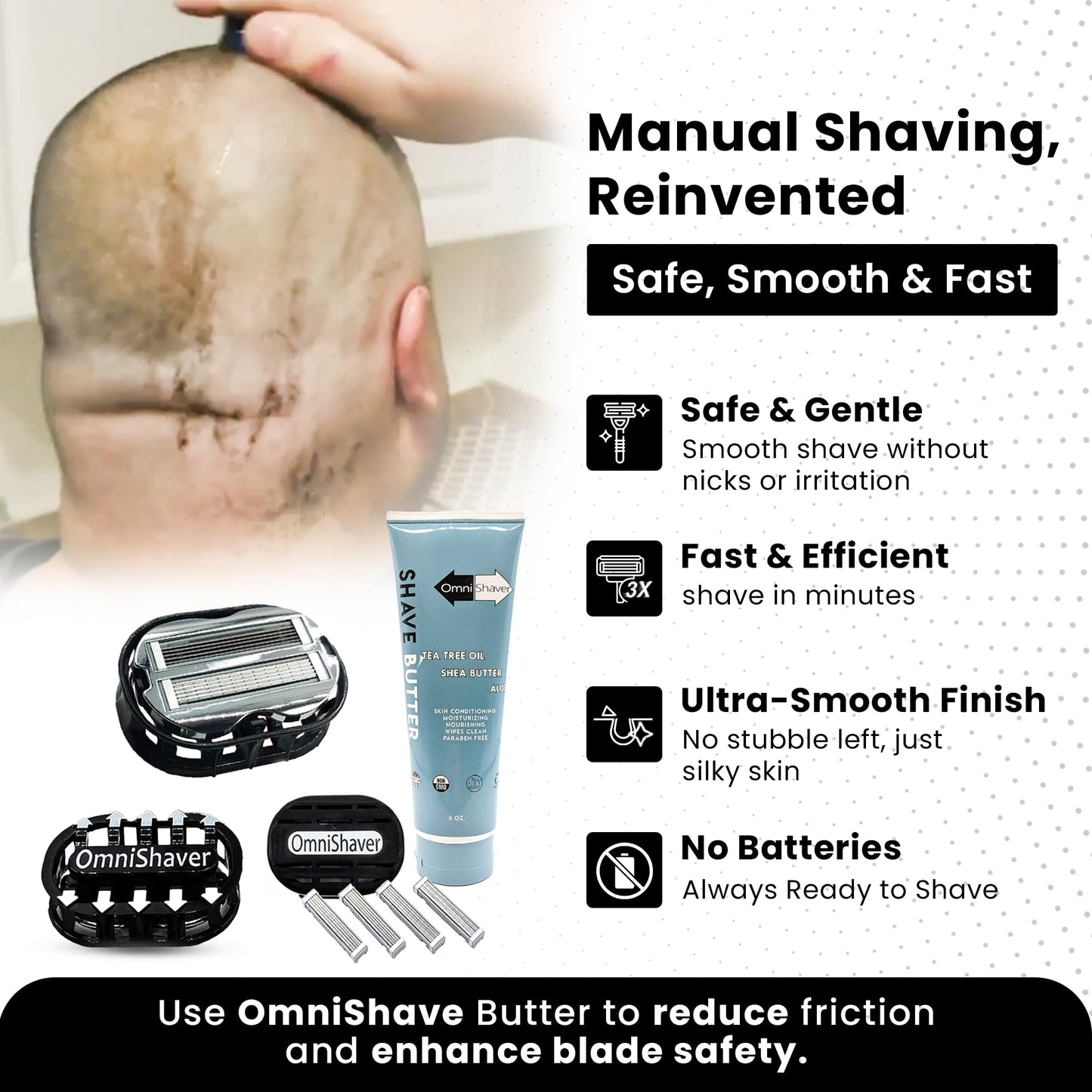 Deluxe Omnishaver Kit - The Fastest Way to Shave Head, Legs, Arms, Body - An Alternative to Disposable Shaving Razors Self Cleans & Strops During Use Beauty and Personal Care OmniShaver