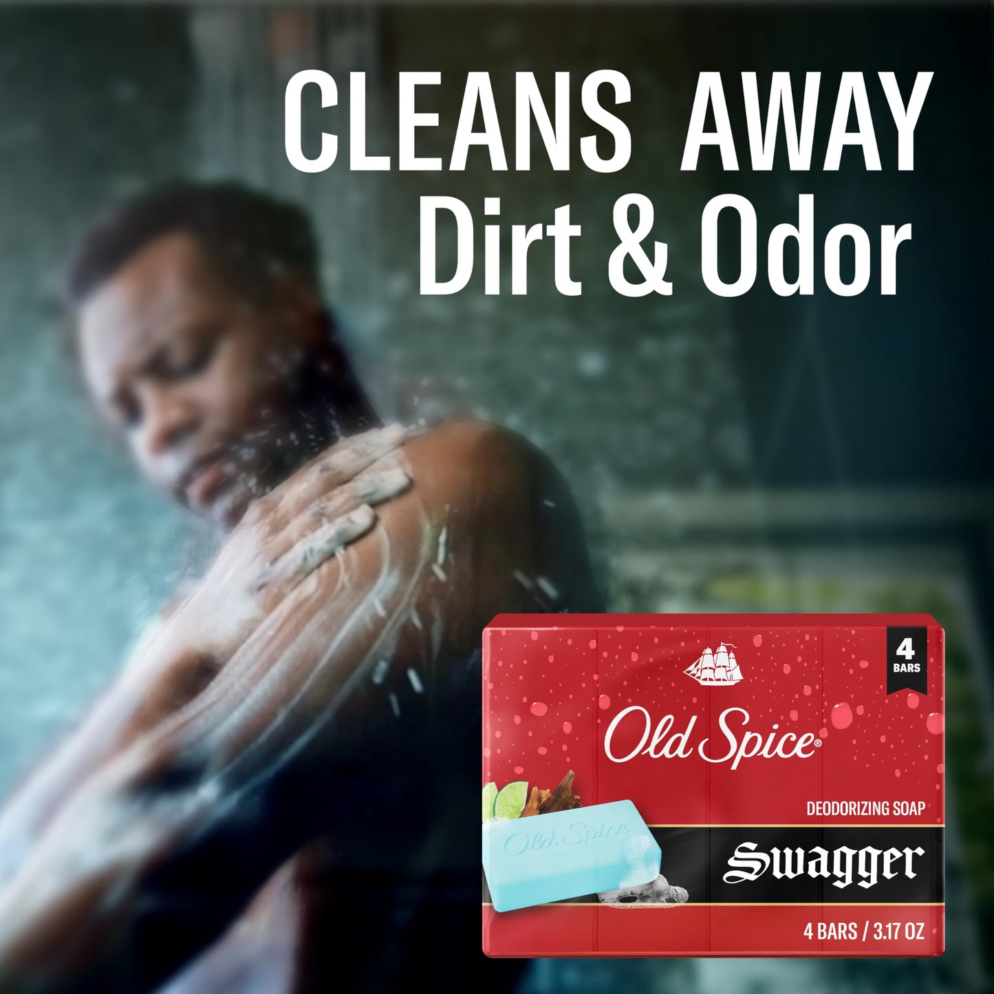 Old Spice Bar Soap for Men, Refreshing Clean to Wash Away Dirt & Odor, Cleansing Formula, Long-Lasting & Confidence-Boosting Fragrance, Swagger