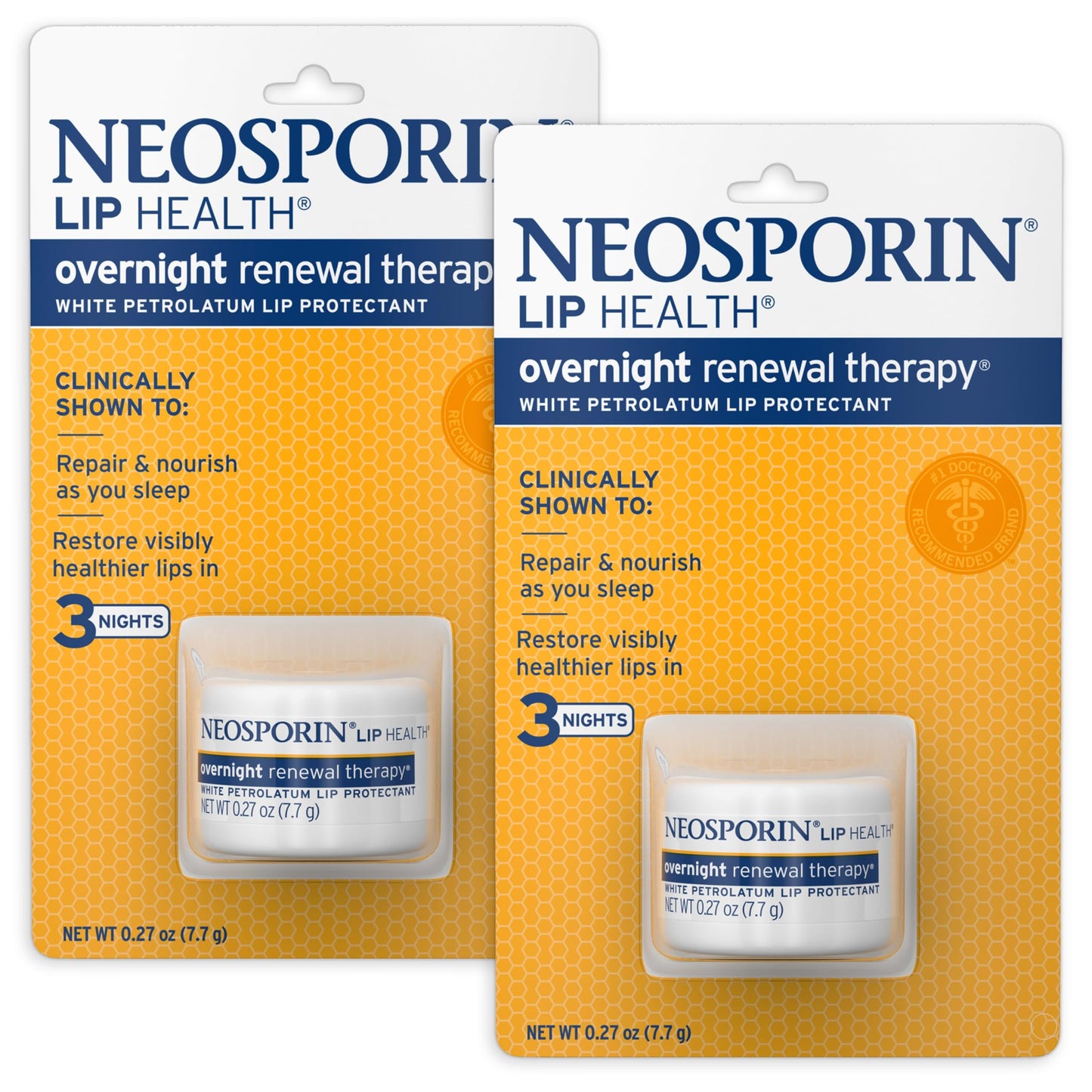 Neosporin Lip Health Overnight Renewal Therapy White Petrolatum Protectant and Moisturizer to Nourish & Repair Dryness, Helps Relieve, Prevent