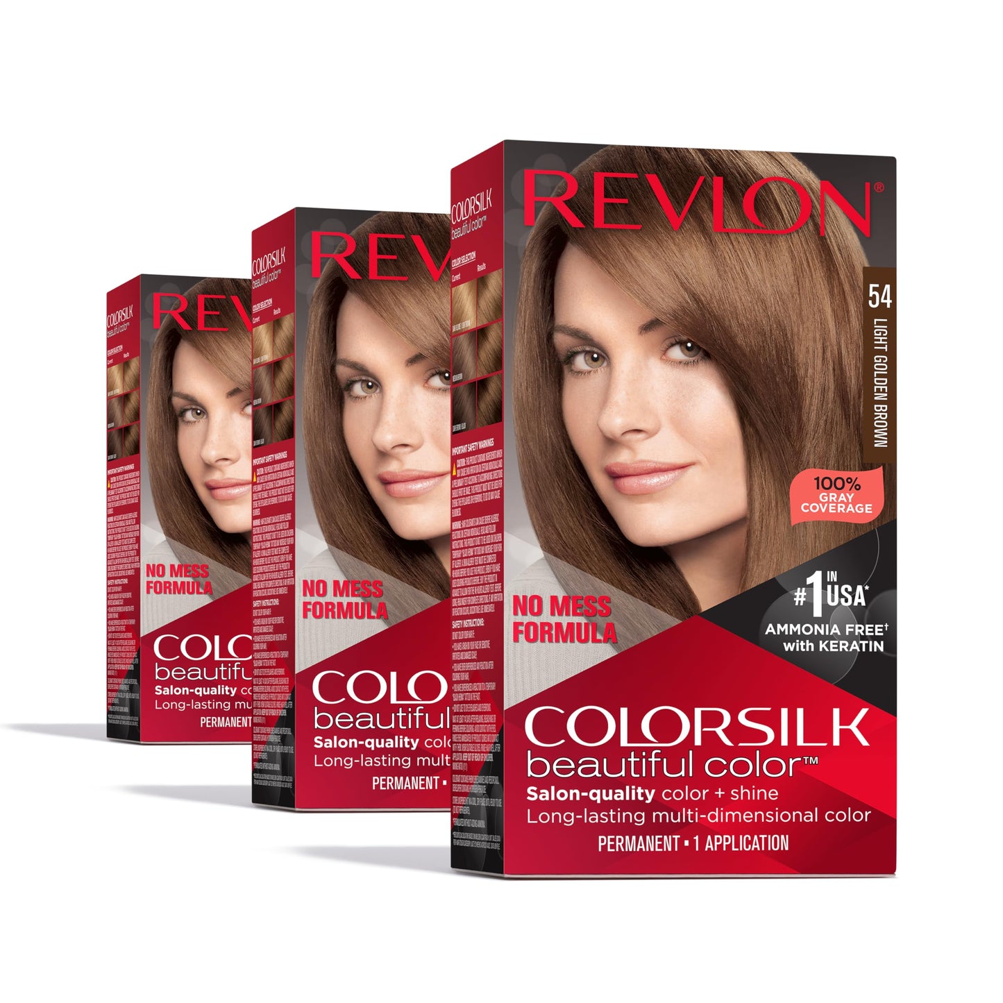 Revlon Colorsilk Beautiful Color Permanent Hair Color, (OLD VERSION) 57 Lightest Golden Brown (Pack of 3)