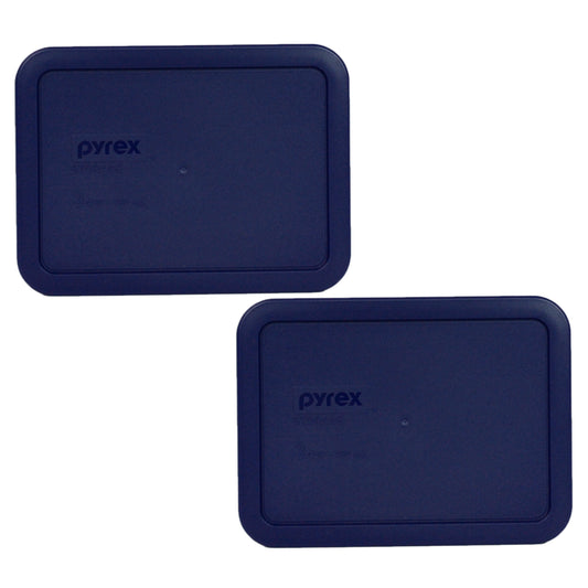 Pyrex Bundle - 2 Items: 7210-PC 3-Cup Blue Plastic Food Storage Lids - Original Genuine Pyrex Lids - 2 Pack -Made in the USA