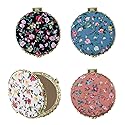 AUEAR, 4 Pack Retro Floral Makeup Compact Small Pocket Purse Mirrors Beauty Handheld Folding Portable Travel for Women Lady