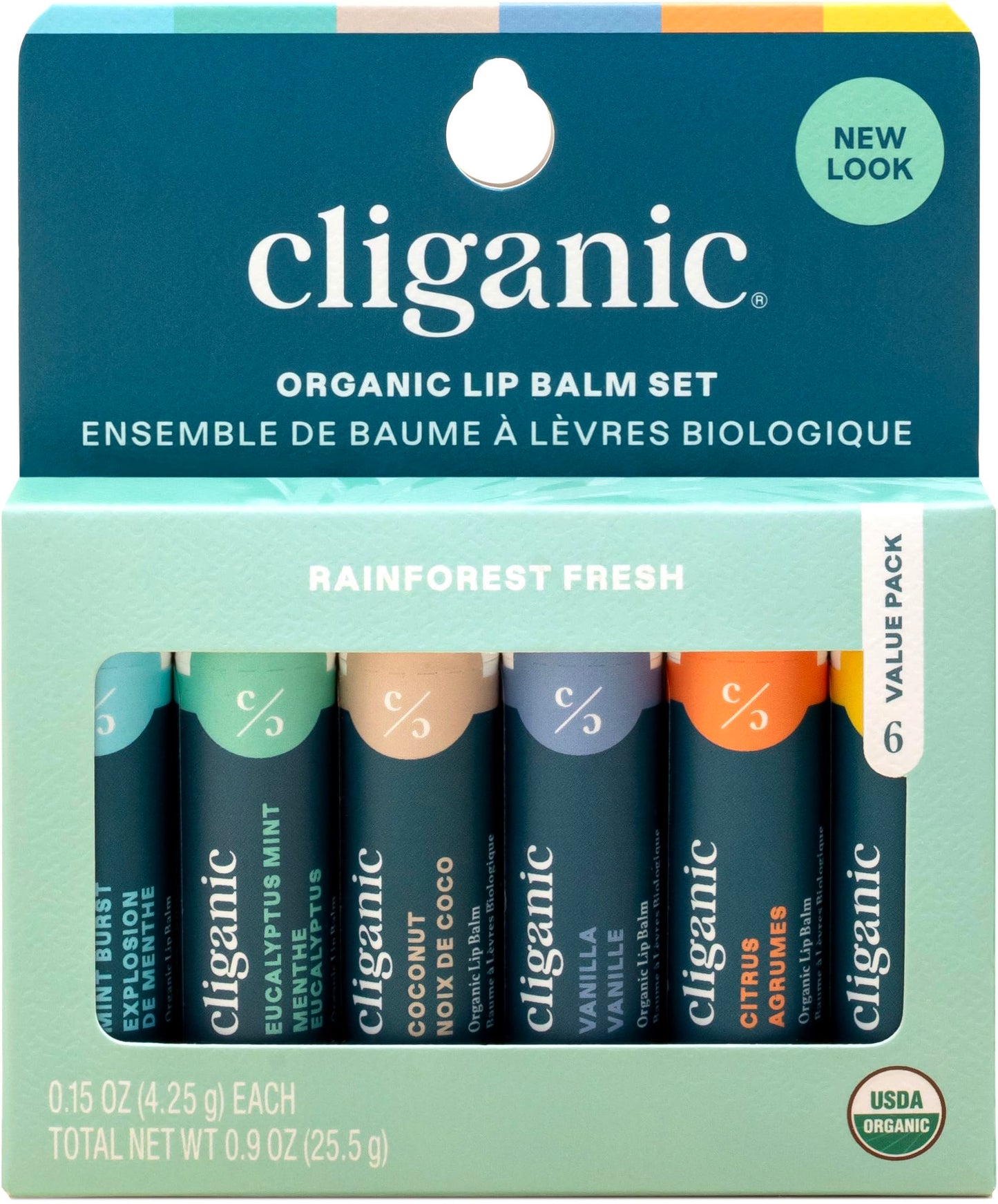 Cliganic Organic Lip Balm Set (6 Flavors) - 100% Natural Hydrating, Moisturizing for Dry Cracked Lips, Stocking Stuffer Gift for Men & Women