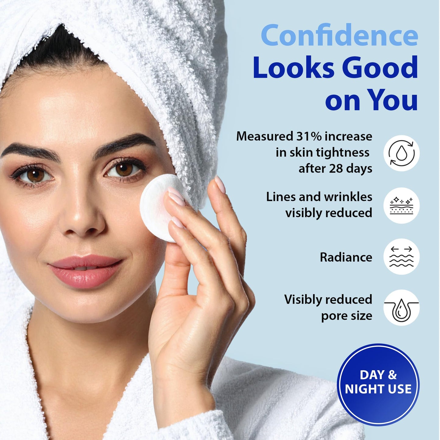 Dr. Denese SkinScience Advanced Firming Facial Pads 100 Count - Professional Exfoliator with Glycolic Acid, Peptides and Aloe for Smooth Radiant Skin
