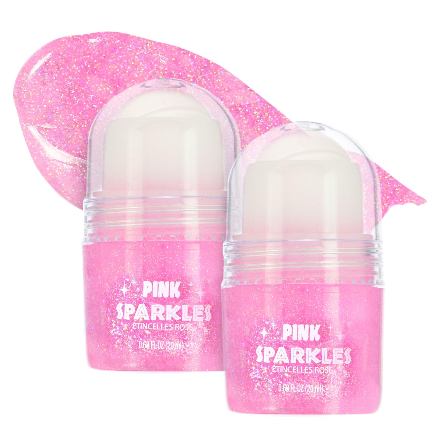 2pc Pink Sparkles Roll-On Glitter Set - Strawberry Scented Rollerball Body & Face Glitter Stick | Shimmer & Shine Makeup for Girls & Kids | Fun