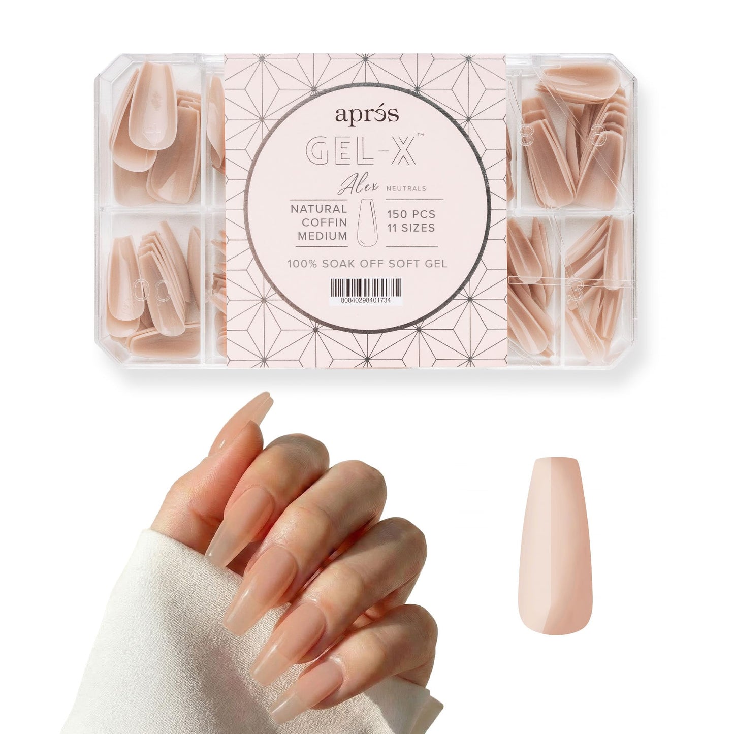 Apres Neutrals Gel-X Alex Box Of Nail Tips, 11 Sizes 00-9, Soft Gel Nail Tip Box, Nail Extensions (150pcs) (Natural Coffin Medium, 150pcs) Beauty & Personal Care APRÉS