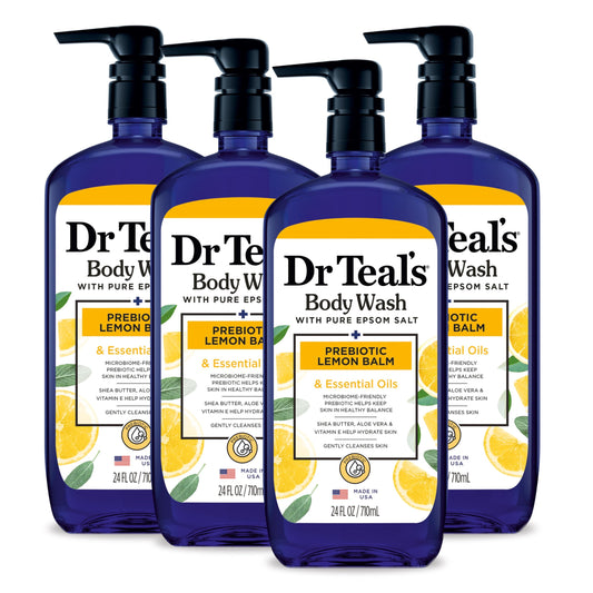 Dr Teal's Body Wash with Pure Epsom Salt, with Prebiotic Lemon Balm & Sage, 24 fl oz (Pack of 4) Beauty & Personal Care Dr Teal's
