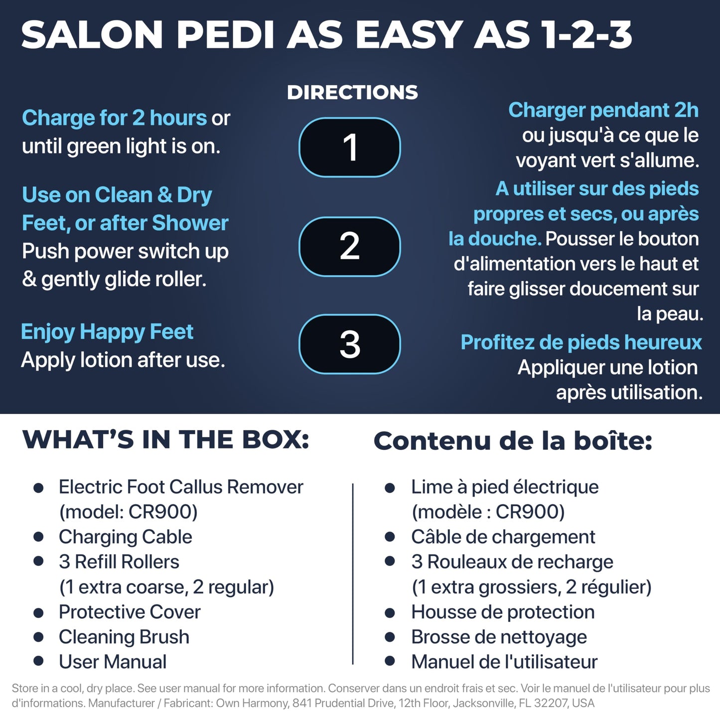 Electric Callus Remover: Own Harmony Professional Pedicure Tools Foot Care for Women, Rechargeable Foot Scrubber, CR900 Electronic Feet File Pedi