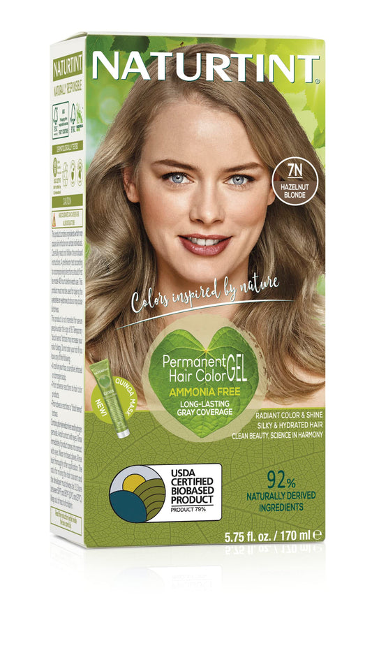 Naturtint Permanent Hair Color 7N Hazelnut Blonde (Pack of 1), Ammonia Free, Vegan, Cruelty Free, up to 100% Gray Coverage, Long Lasting Results