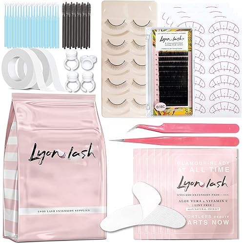 Lyon Lash Eyelash Extension Supplies 4x100 Packs - 100 Pairs Under Eye Gel Pads | 100 Disposable Mascara Brushes Wands | 100 Micro Applicators Brush |