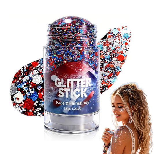 4th of July Glitter Stick, 2026 Red White and Blue Glitter Stick for Hair & Body, Fourth of July Glitter Sticks for Independence Day Parties