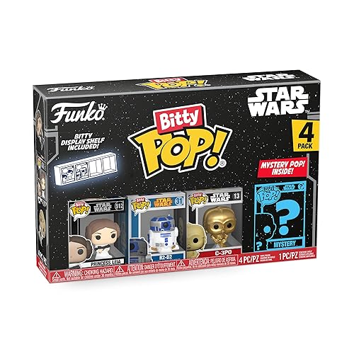 Funko Bitty POP! Star Wars - Leia, 4-Pack - Princess Leia, R2-D2, C-3PO and A Surprise Mystery Mini Figure - 0.9 Inch (2.2 Cm) Collectable…