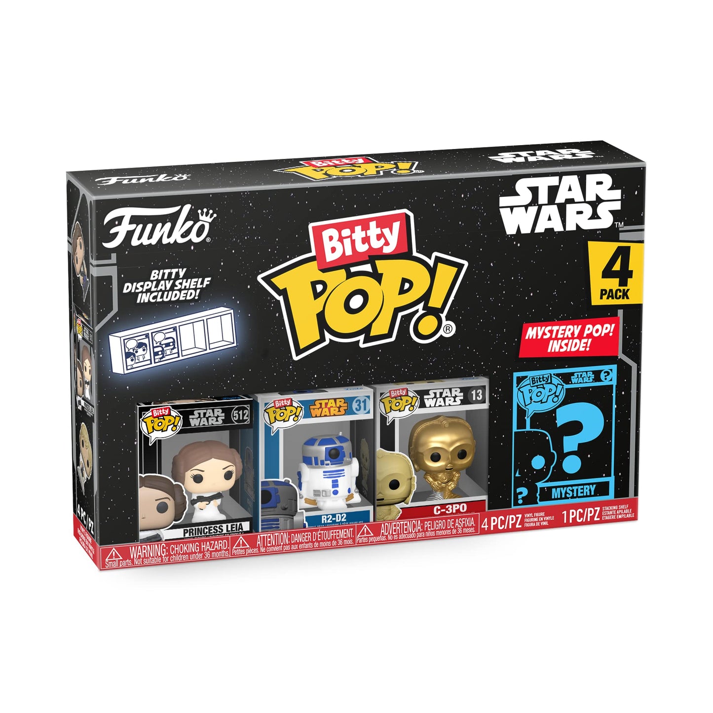 Funko Bitty POP! Star Wars - Leia, 4-Pack - Princess Leia, R2-D2, C-3PO and A Surprise Mystery Mini Figure - 0.9 Inch (2.2 Cm) Collectable…