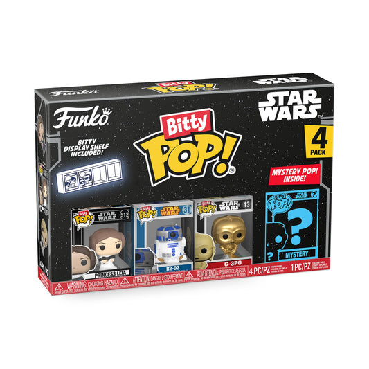 Funko Bitty POP! Star Wars - Leia, 4-Pack - Princess Leia, R2-D2, C-3PO and A Surprise Mystery Mini Figure - 0.9 Inch (2.2 Cm) Collectable…
