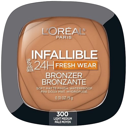 L'Oreal Paris Infallible Up to 24H Fresh Wear Soft Matte Longwear Bronzer. Waterproof, heatproof, Transfer, humidity and sweatproof, Light Medium