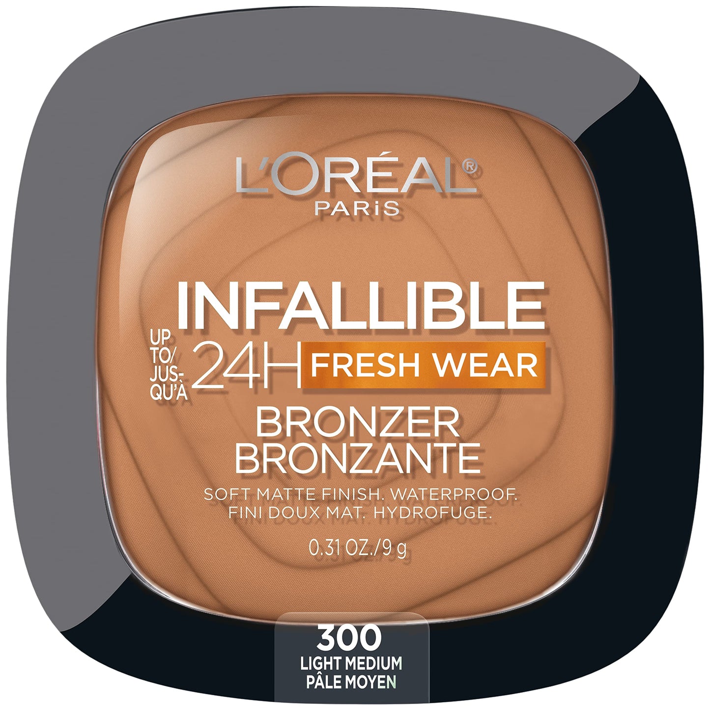 L'Oreal Paris Infallible Up to 24H Fresh Wear Soft Matte Longwear Bronzer. Waterproof, heatproof, Transfer, humidity and sweatproof, Light Medium