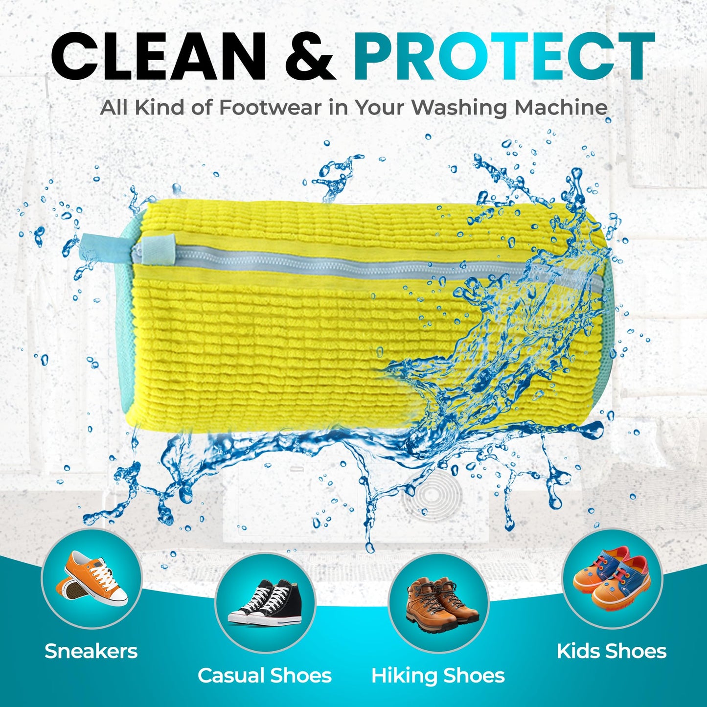 DASZERX 2-Pack Shoe Washing Bags – Reusable 360° Wrap for Washing Machine & Dryer, Protect Sneakers, Boots & Delicate Footwear