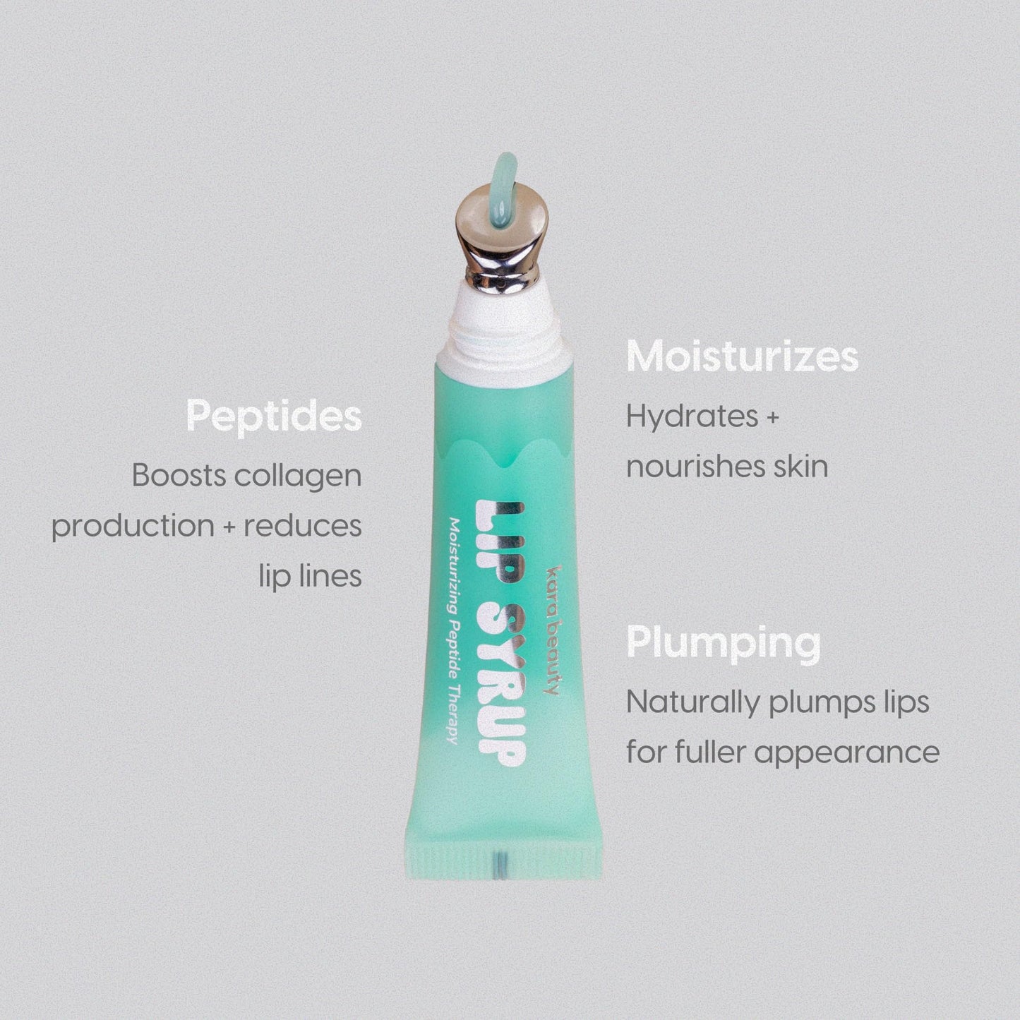 KARA BEAUTY Lip Syrup Moisturizing Peptide Therapy, Hydrating Gloss with Peptides & Shea Butter for Soft, Plump Lips, Nourishing Lip Care, Plumper