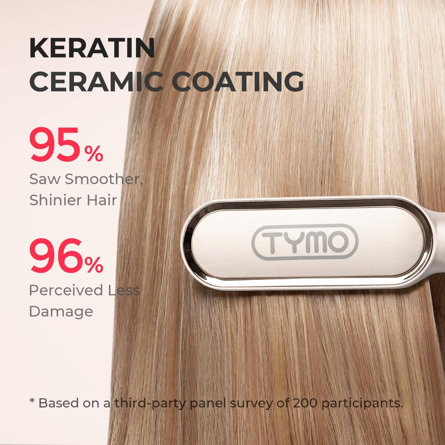 Hair Straightener Brush, TYMO Ring Hair Straightener Comb Straightening Brush for Women with 5 Temps 20s Fast Heating & Dual Voltage, Gold Beauty and Personal Care TYMO